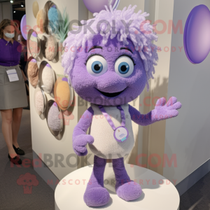 Lavender Bracelet mascot costume character dressed with a Henley Shirt and Hairpins