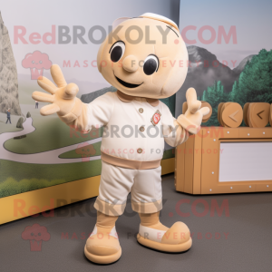 Beige Bracelet mascot costume character dressed with a Jeggings and Foot pads
