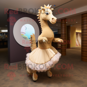 Beige Sea Horse maskot...