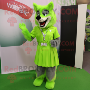 Lime Green Say Wolf maskot...