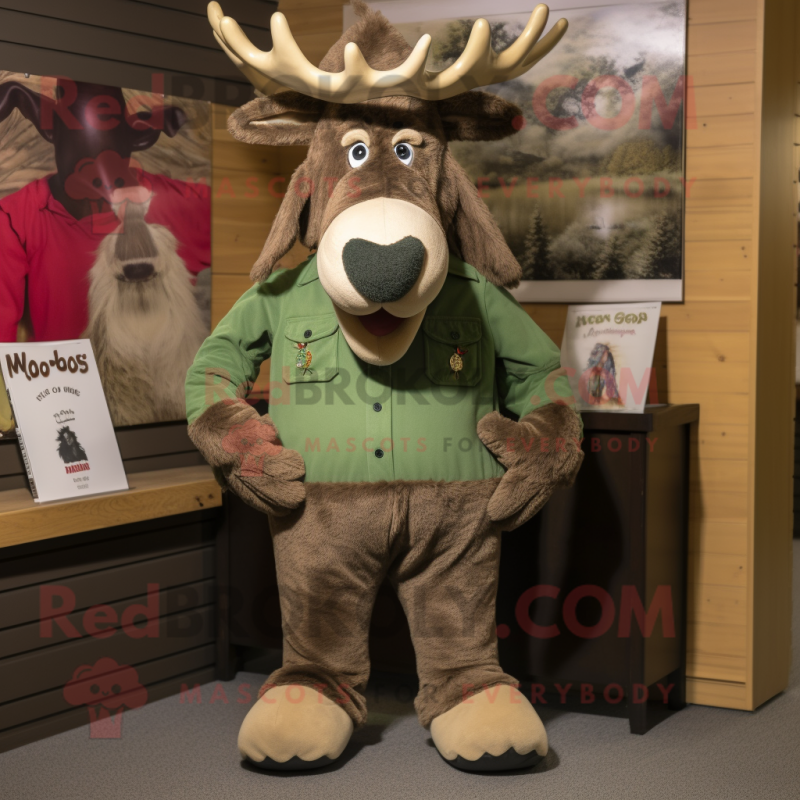 Olive Moose mascot costume character dressed with a Corduroy Pants