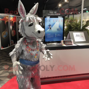 Silver Donkey maskot kostym...