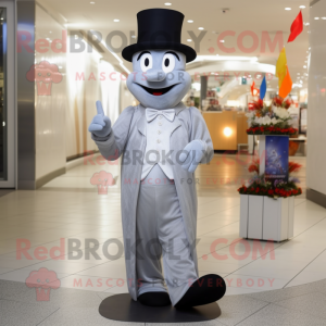 Silver Scented Candle mascot costume character dressed with a Dress Pants and Hats