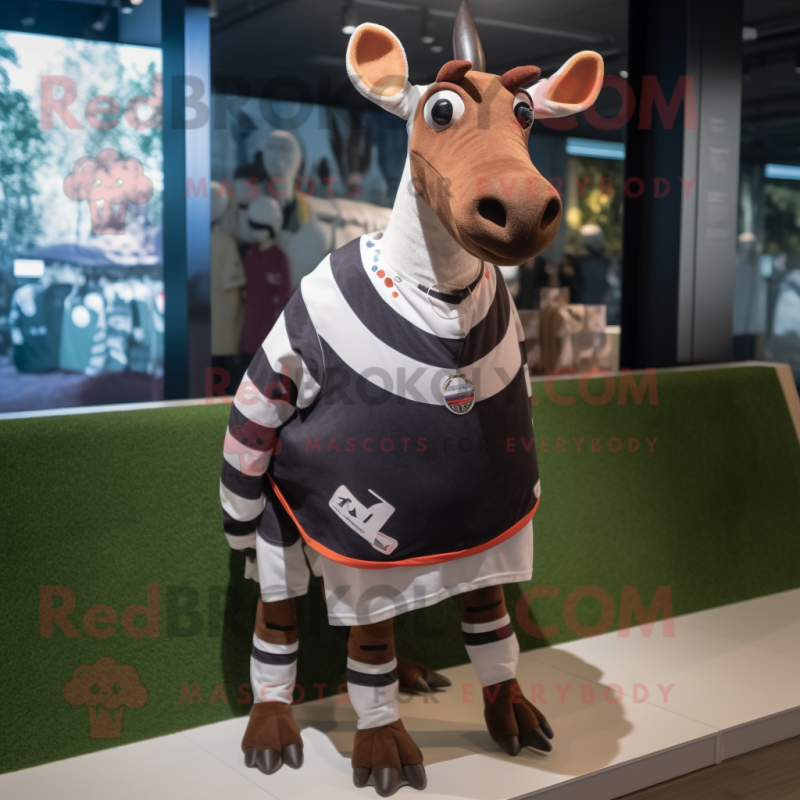 Okapi mascot costume character dressed with a T-Shirt and Cummerbunds -  Mascot Costumes -  Sizes L (175-180CM)