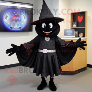 Black Magician mascot costume character dressed with a Wrap Skirt and Shoe clips