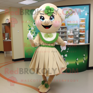 Beige Bunch Of Shamrocks mascot costume character dressed with a Cocktail Dress and Keychains