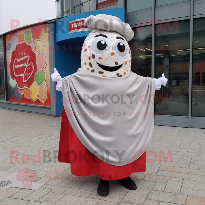 Silver Pizza Slice mascot costume character dressed with a Circle Skirt and Scarves