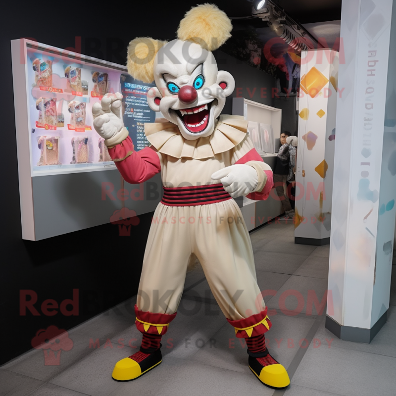 Beige Evil Clown mascot costume character dressed with a Leggings and Wallets