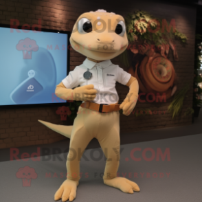 Beige Geckos mascot costume character dressed with a Trousers and Smartwatches