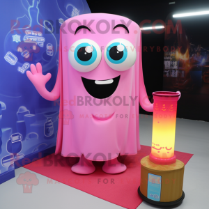 Pink Scented Candle mascot costume character dressed with a Tank Top and Shawls