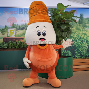 Tan Carrot mascot costume character dressed with a Jeans and Belts