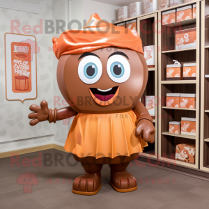 Rust Candy Box mascot costume character dressed with a Culottes and Headbands