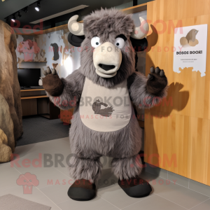 Grijze Bison mascotte...