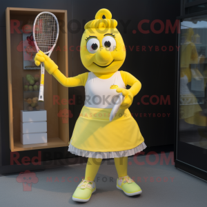 Gul tennisketcher maskot...