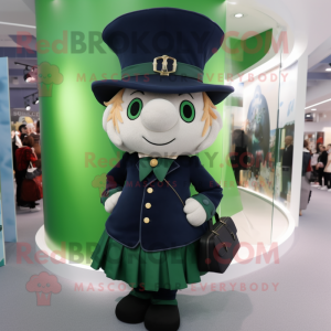 Navy Leprechaun Hat mascot costume character dressed with a Mini Skirt and Handbags