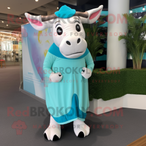 Teal Zebu mascotte kostuum...