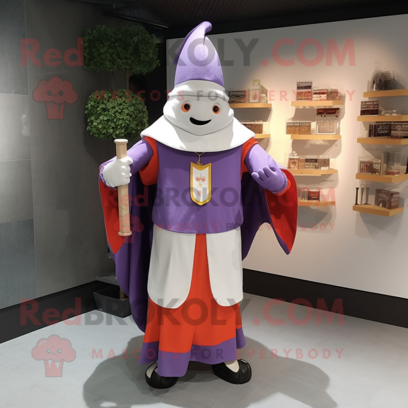 Lavender Swiss Guard mascot costume character dressed with a Long Sleeve Tee and Shawls