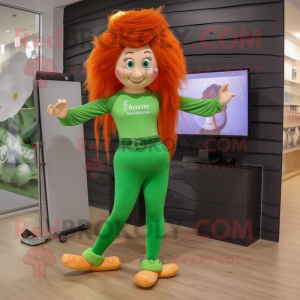 nan Leprechaun mascot costume character dressed with a Yoga Pants and Hair clips