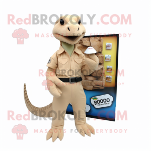 Beige Komodo Dragon maskot...