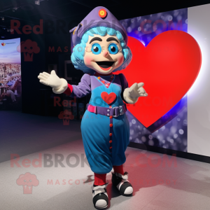 nan Heart mascot costume character dressed with a Jumpsuit and Headbands