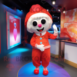 nan Heart mascot costume character dressed with a Jumpsuit and Headbands