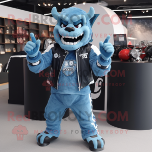 Sky Blue Devil maskot drakt...