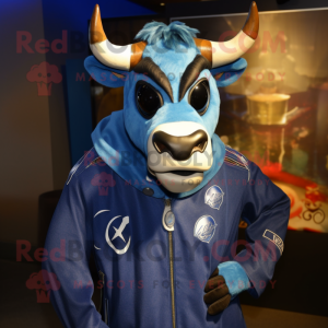 Blue Zebu mascotte kostuum...