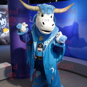 Blue Zebu mascotte kostuum...