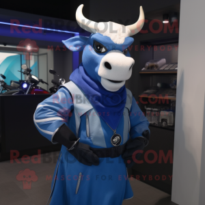 Blue Zebu mascotte kostuum...