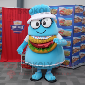 Sky Blue Hamburger mascotte...