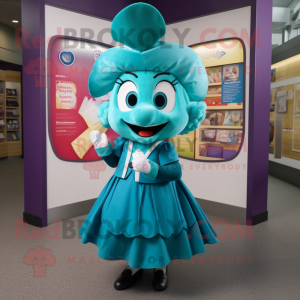 Teal Heart mascot costume character dressed with a Wrap Skirt and Berets