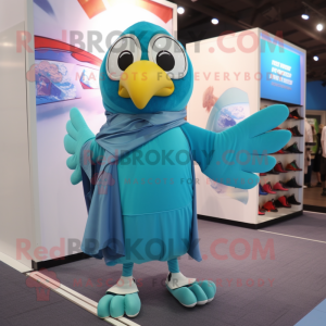 Cyan Eagle maskot drakt...