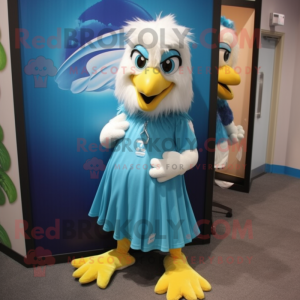 Cyan Eagle mascotte kostuum...