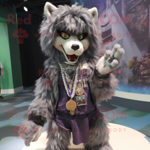nan Werewolf mascot costume character dressed with a Mini Skirt and Necklaces