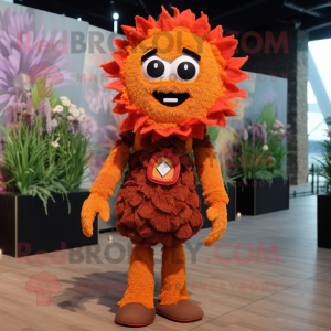 Rust Bouquet Of Flowers mascot costume character dressed with a Romper and Rings