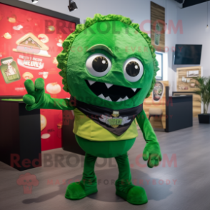 Forest Green Tacos mascot costume character dressed with a Joggers and Cufflinks