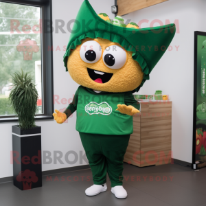 Forest Green Tacos mascot costume character dressed with a Joggers and Cufflinks