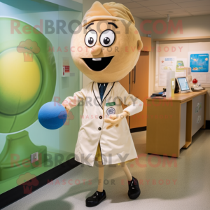 Tan Doctor mascot costume character dressed with a Ball Gown and Ties