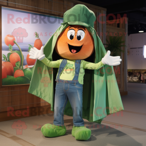 Peach Bunch Of Shamrocks mascot costume character dressed with a Denim Shorts and Shawls