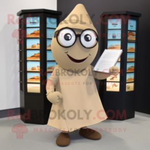 Tan Pepper mascot costume character dressed with a Culottes and Reading glasses