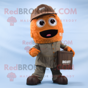 Rust Aglet mascot costume character dressed with a Cargo Pants and Lapel pins