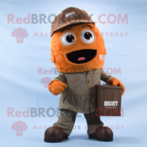 Rust Aglet mascot costume character dressed with a Cargo Pants and Lapel pins