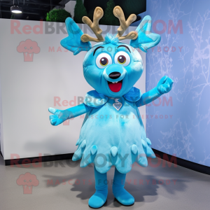 Cyan Reindeer maskot...