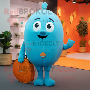 Cyan Apricot mascot costume character dressed with a Playsuit and Handbags