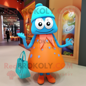 Cyan Orange maskot kostume...