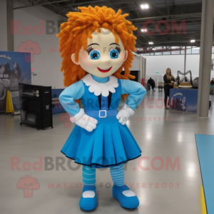 Sky Blue Irish Dancer mascot costume character dressed with a Cargo Pants and Hair clips