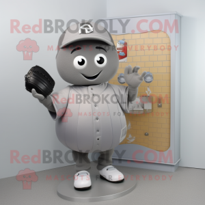 Gray Baseball Glove mascot costume character dressed with a Cover-up and Coin purses