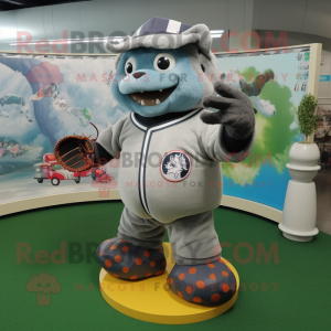 Gray Baseball Glove mascot costume character dressed with a Cover-up and Coin purses