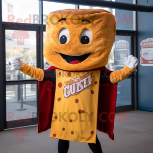 Rust Grilled Cheese Sandwich mascot costume character dressed with a Cover-up and Beanies