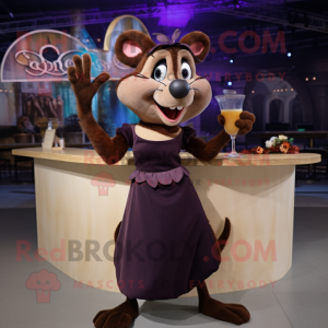Brown Ratatouille mascot costume character dressed with a Cocktail Dress and Rings